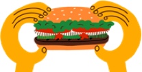 Hands holding hamburger